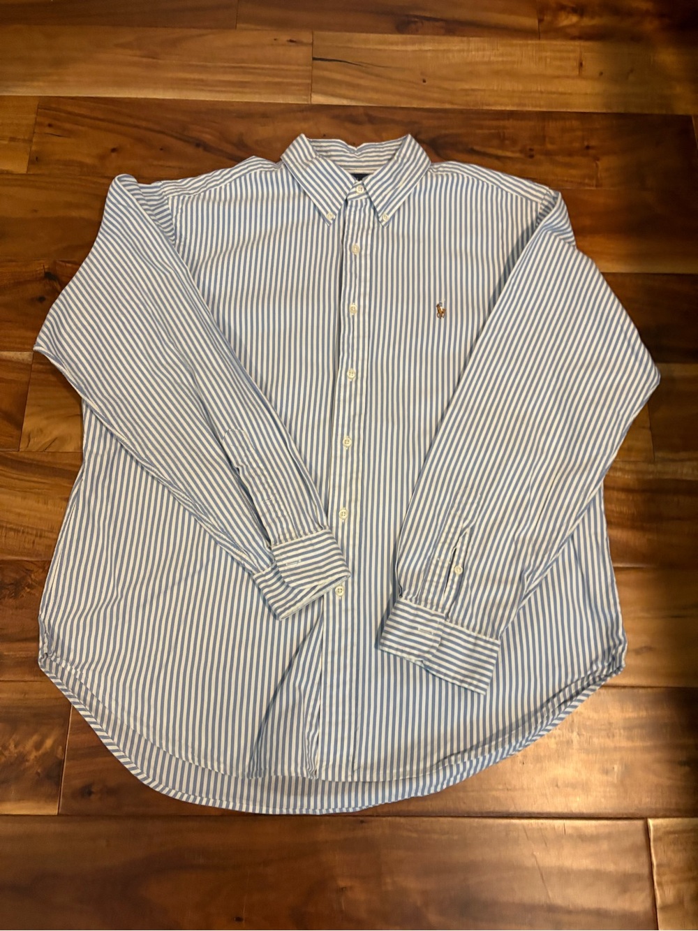 Ralph Lauren Blue and White Striped Dress Shirt